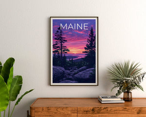 Maine Travel Poster, Acadia Park Wall Art, Acadia Park Print, Maine Poster, Acadia Park Poster, Maine Wall Art