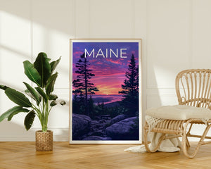 Maine Travel Poster, Acadia Park Wall Art, Acadia Park Print, Maine Poster, Acadia Park Poster, Maine Wall Art