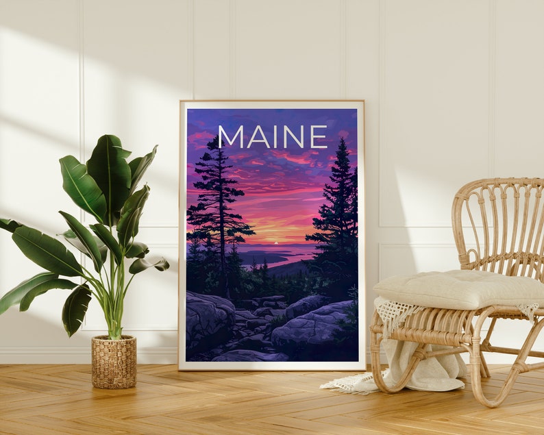 Maine Travel Poster, Acadia Park Wall Art, Acadia Park Print, Maine Poster, Acadia Park Poster, Maine Wall Art