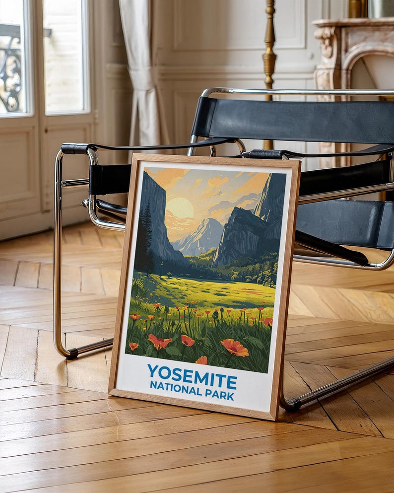 Yosemite Travel Print Yosemite Poster Yosemite Wall Art Yosemite Illustration Landscape Poster Home Decor Birthday Gift