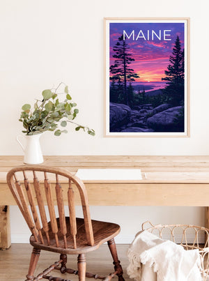 Maine Travel Poster, Acadia Park Wall Art, Acadia Park Print, Maine Poster, Acadia Park Poster, Maine Wall Art