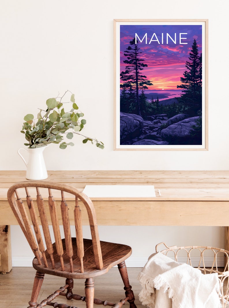 Maine Travel Poster, Acadia Park Wall Art, Acadia Park Print, Maine Poster, Acadia Park Poster, Maine Wall Art