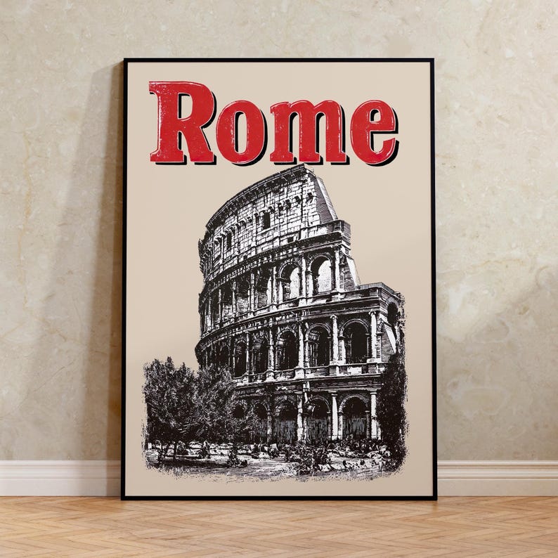 Rome Poster, Italy Travel Print, Europe Art, Colosseum Illustration, Rome Print, Scenic Wall Art, Home Decor, Birthday Gift