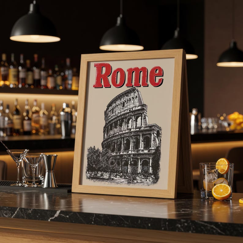 Rome Poster, Italy Travel Print, Europe Art, Colosseum Illustration, Rome Print, Scenic Wall Art, Home Decor, Birthday Gift