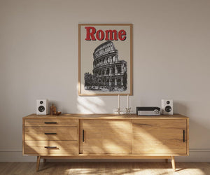 Rome Poster, Italy Travel Print, Europe Art, Colosseum Illustration, Rome Print, Scenic Wall Art, Home Decor, Birthday Gift