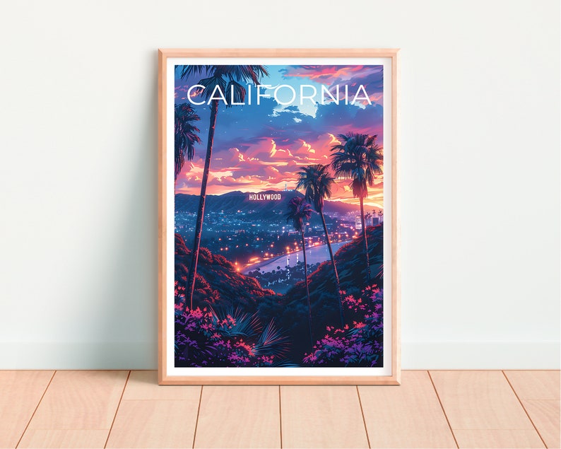 Los Angeles Poster, California Print, Coast Art, Los Angeles Print, Hollywood Poster, Hollywood Sign Poster, Hollywood Gift