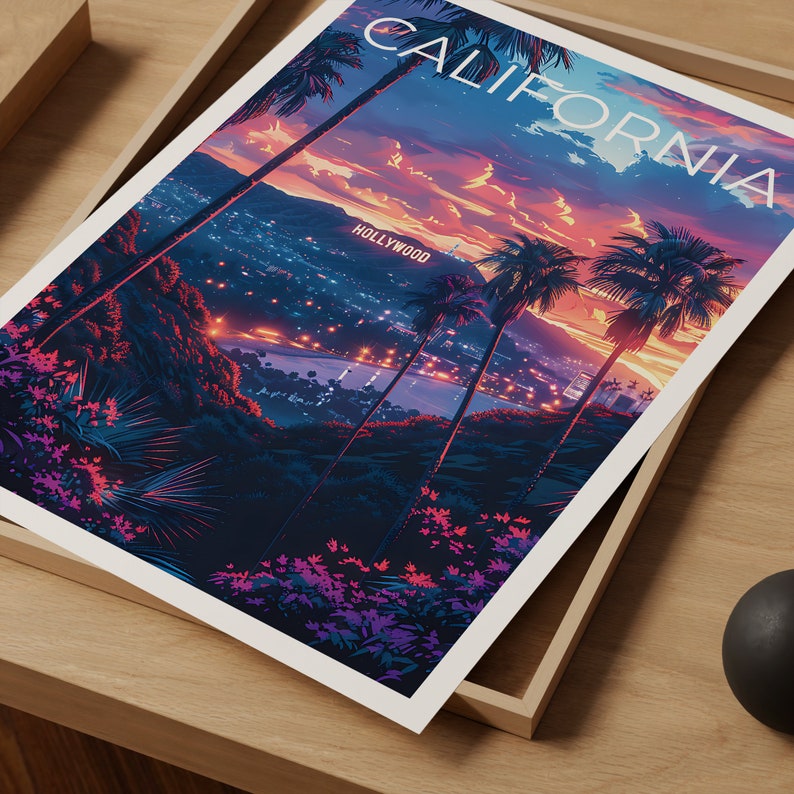 Los Angeles Poster, California Print, Coast Art, Los Angeles Print, Hollywood Poster, Hollywood Sign Poster, Hollywood Gift