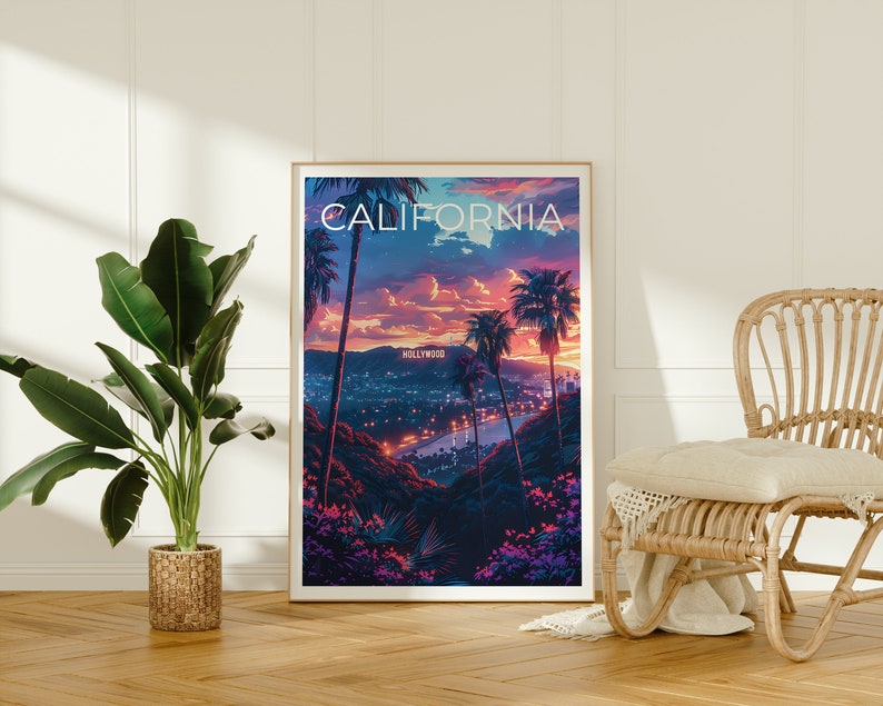 Los Angeles Poster, California Print, Coast Art, Los Angeles Print, Hollywood Poster, Hollywood Sign Poster, Hollywood Gift