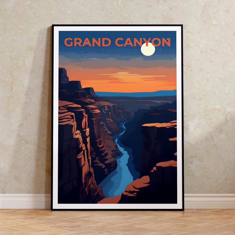 Affiche de voyage du Grand Canyon, art mural de l'Arizona, impression de l'Arizona, affiche du Grand Canyon, affiche du fleuve Colorado, affiche de la nature