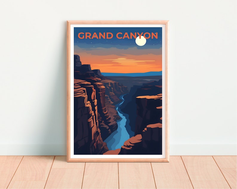 Affiche de voyage du Grand Canyon, art mural de l'Arizona, impression de l'Arizona, affiche du Grand Canyon, affiche du fleuve Colorado, affiche de la nature