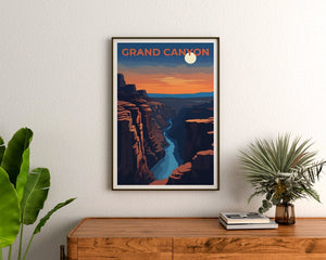 Affiche de voyage du Grand Canyon, art mural de l'Arizona, impression de l'Arizona, affiche du Grand Canyon, affiche du fleuve Colorado, affiche de la nature