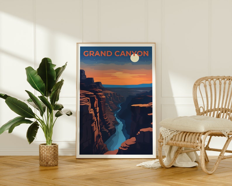 Affiche de voyage du Grand Canyon, art mural de l'Arizona, impression de l'Arizona, affiche du Grand Canyon, affiche du fleuve Colorado, affiche de la nature