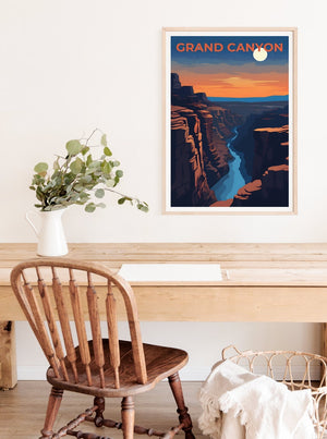 Affiche de voyage du Grand Canyon, art mural de l'Arizona, impression de l'Arizona, affiche du Grand Canyon, affiche du fleuve Colorado, affiche de la nature