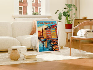 Copenhagen Travel Print Denmark Poster Nyhavn Wall Art Denmark Illustration Copenhagen Poster Home Decor Birthday Gift