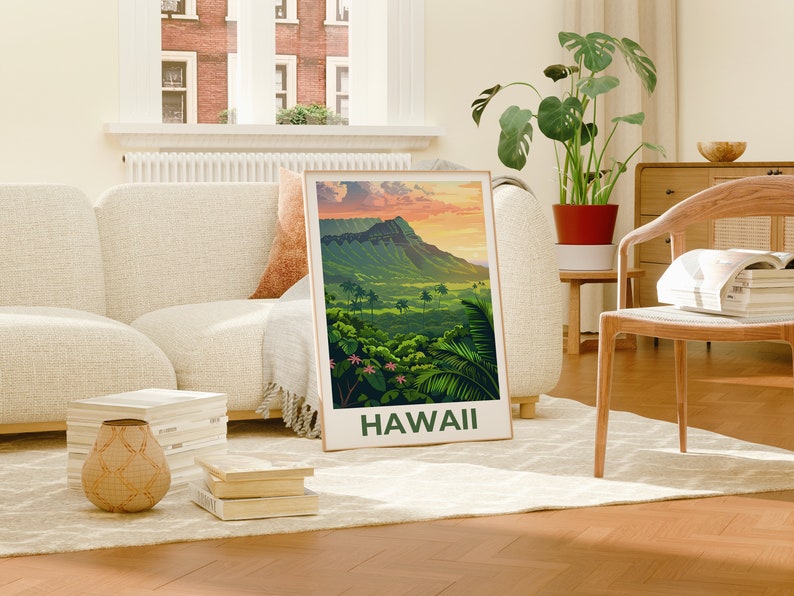 Hawaii Poster, Hawaii Print, Tropical Island Poster, Island Print, Hawaii Travel Poster, Hiking Poster, Hawaii Art