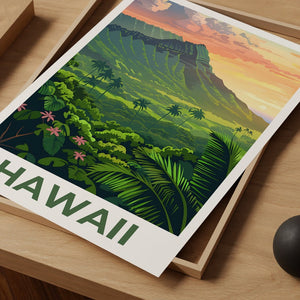 Hawaii Poster, Hawaii Print, Tropical Island Poster, Island Print, Hawaii Travel Poster, Hiking Poster, Hawaii Art