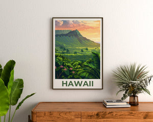 Hawaii Poster, Hawaii Print, Tropical Island Poster, Island Print, Hawaii Travel Poster, Hiking Poster, Hawaii Art