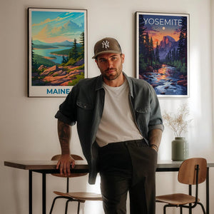 Maine Travel Print Acadia National Park Poster Forest Wall Art Mountain Illustration Maine Poster Home Decor Birthday Gift