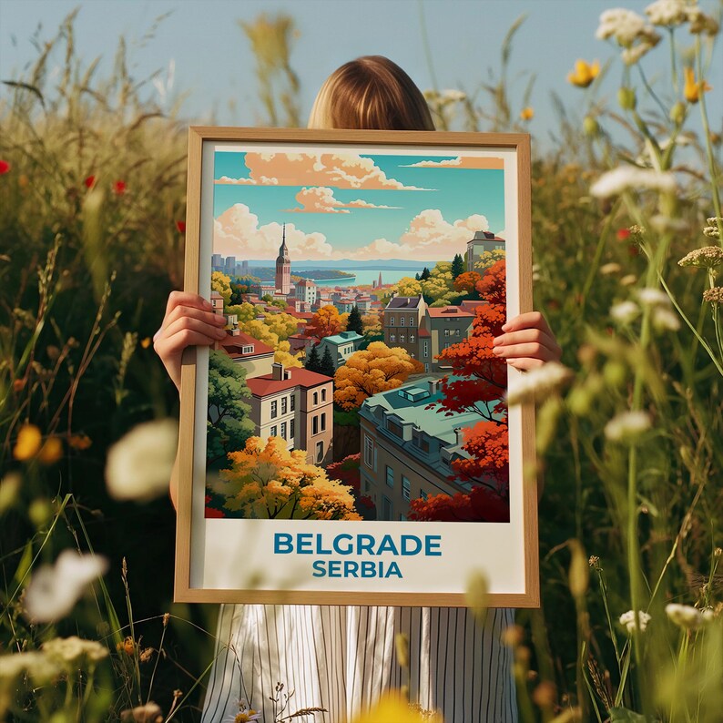 Belgrade Travel Print Serbia Poster European City Wall Art Town Illustration Belgrade Poster Home Decor Birthday Gift