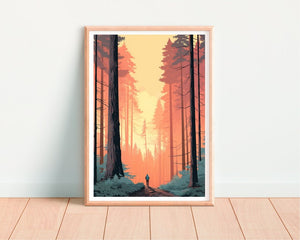 Affiche Redwood, Art de la forêt de Redwood, Impression du parc Redwood, Affiche de voyage Redwood, Art des parcs nationaux, Affiche de la nature, Art de l'affiche, Décoration murale