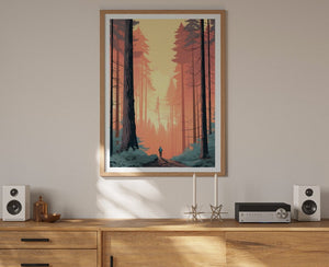 Affiche Redwood, Art de la forêt de Redwood, Impression du parc Redwood, Affiche de voyage Redwood, Art des parcs nationaux, Affiche de la nature, Art de l'affiche, Décoration murale
