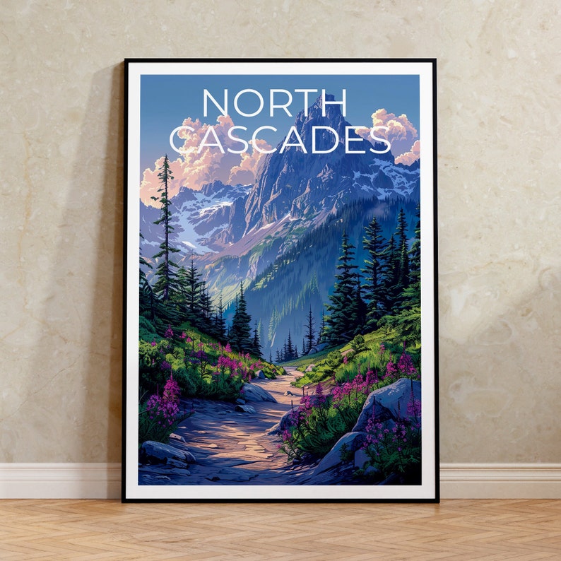 Affiche du parc national des North Cascades, impression des North Cascades, affiche de Washington, impression de Washington, affiche de montagne