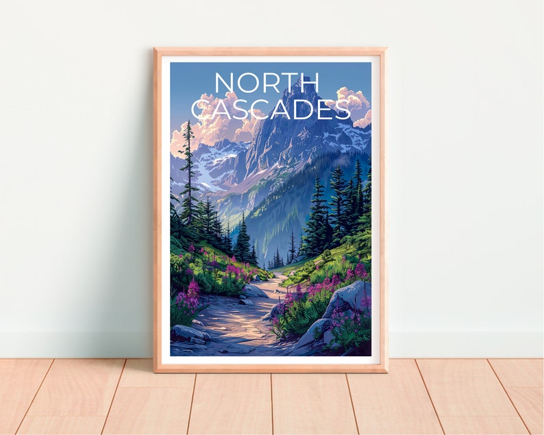 Affiche du parc national des North Cascades, impression des North Cascades, affiche de Washington, impression de Washington, affiche de montagne