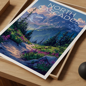 Affiche du parc national des North Cascades, impression des North Cascades, affiche de Washington, impression de Washington, affiche de montagne