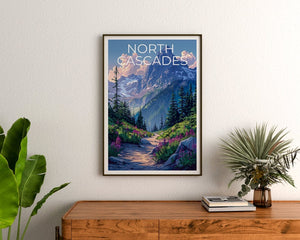 Affiche du parc national des North Cascades, impression des North Cascades, affiche de Washington, impression de Washington, affiche de montagne