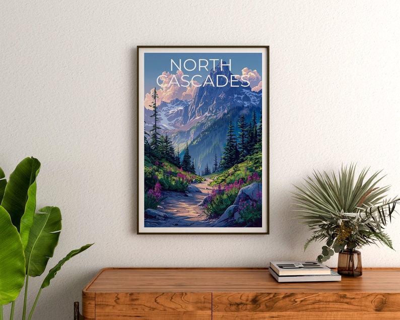 Affiche du parc national des North Cascades, impression des North Cascades, affiche de Washington, impression de Washington, affiche de montagne