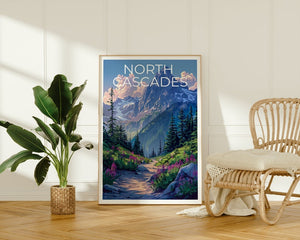 Affiche du parc national des North Cascades, impression des North Cascades, affiche de Washington, impression de Washington, affiche de montagne