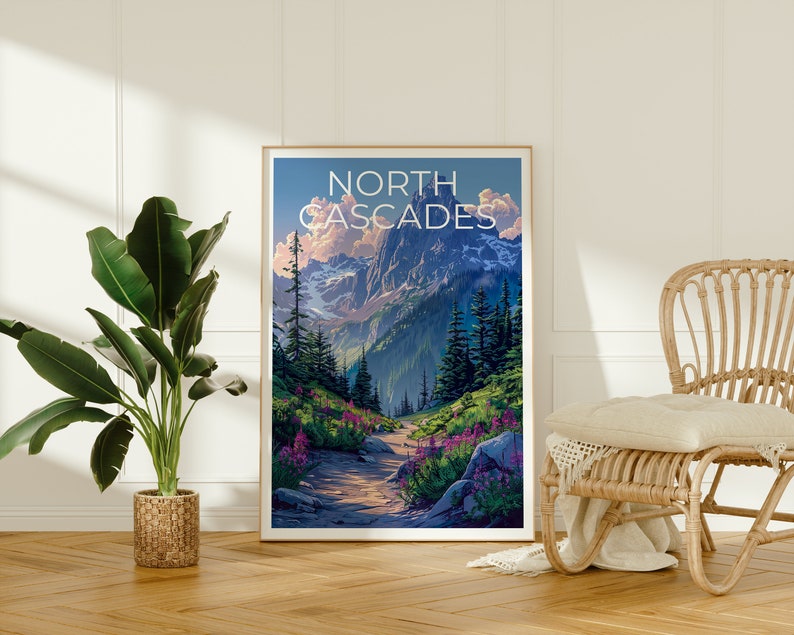 Affiche du parc national des North Cascades, impression des North Cascades, affiche de Washington, impression de Washington, affiche de montagne
