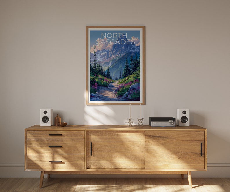 Affiche du parc national des North Cascades, impression des North Cascades, affiche de Washington, impression de Washington, affiche de montagne