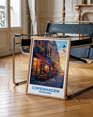 Copenhagen Travel Print Denmark Poster Europe Wall Art Denmark Illustration European Cafe Poster Home Decor Birthday Gift