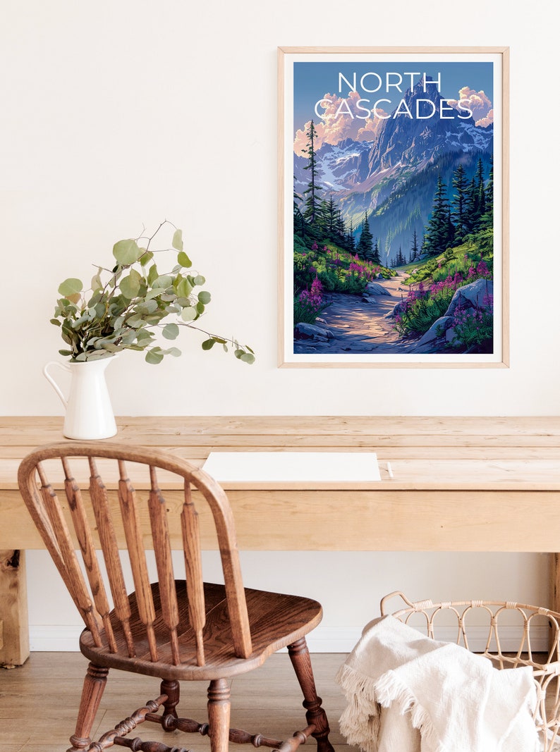 Affiche du parc national des North Cascades, impression des North Cascades, affiche de Washington, impression de Washington, affiche de montagne