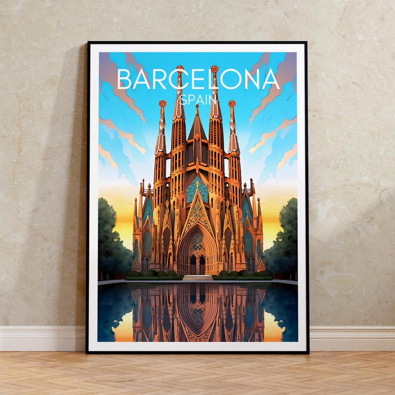 Barcelona Travel Poster, Spain Wall Art, Sagrada Família Print, Barcelona Poster, Sagrada Família Poster, City Poster