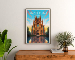 Barcelona Travel Poster, Spain Wall Art, Sagrada Família Print, Barcelona Poster, Sagrada Família Poster, City Poster