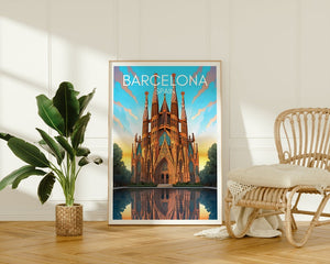 Barcelona Travel Poster, Spain Wall Art, Sagrada Família Print, Barcelona Poster, Sagrada Família Poster, City Poster