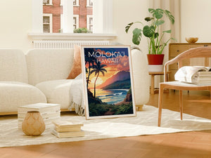 Moloka‘i Travel Poster, Hawaii Wall Art, Hawaii Print, Moloka‘i Poster, Hawaii Poster, Molokai Poster, Moloka‘i Art, Moloka‘i Print