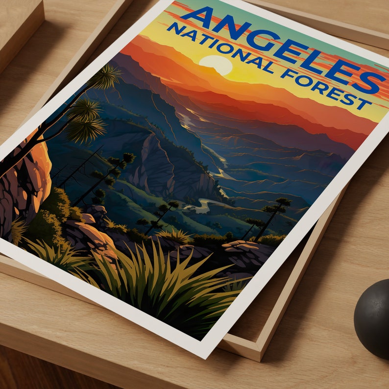 Angeles National Forest Travel Poster, California Wall Art, California Print, Angeles National Forest Poster, California Poster, Travel Gift