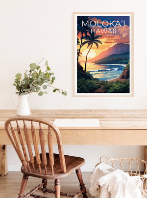 Moloka‘i Travel Poster, Hawaii Wall Art, Hawaii Print, Moloka‘i Poster, Hawaii Poster, Molokai Poster, Moloka‘i Art, Moloka‘i Print