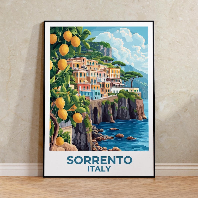 Sorrento Italy Poster - Mediterranean Coast Wall Art Print