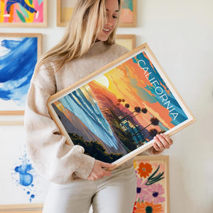 California Travel Print Orange County Poster Beach Vibes Wall Art Coast Illustration California Poster Home Decor Birthday Gift