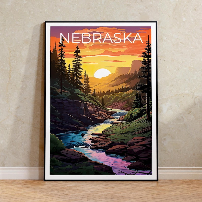 Nebraska Poster, Nebraska National Forest Print, Mountain Poster, Forest Print, Outdoor Nature Travel Poster, Forest Poster, Nebraska Art