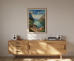 Lake Chelan Travel Poster, Washington State Wall Art, Washington State Print, Lake Chelan Poster, Washington State Poster