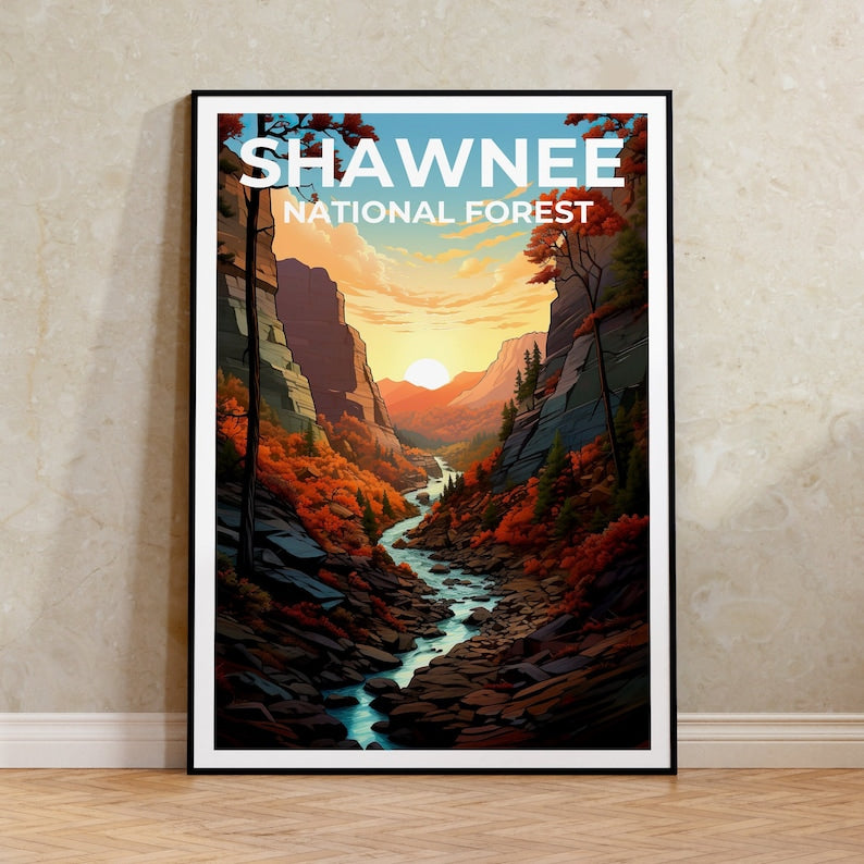 Shawnee Travel Poster, Forest Wall Art, Wilderness Print, Trees Poster, Shawnee Poster, Nature Poster, Shawnee Art