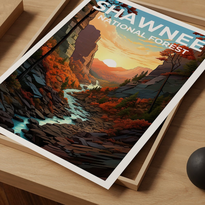 Shawnee Travel Poster, Forest Wall Art, Wilderness Print, Trees Poster, Shawnee Poster, Nature Poster, Shawnee Art