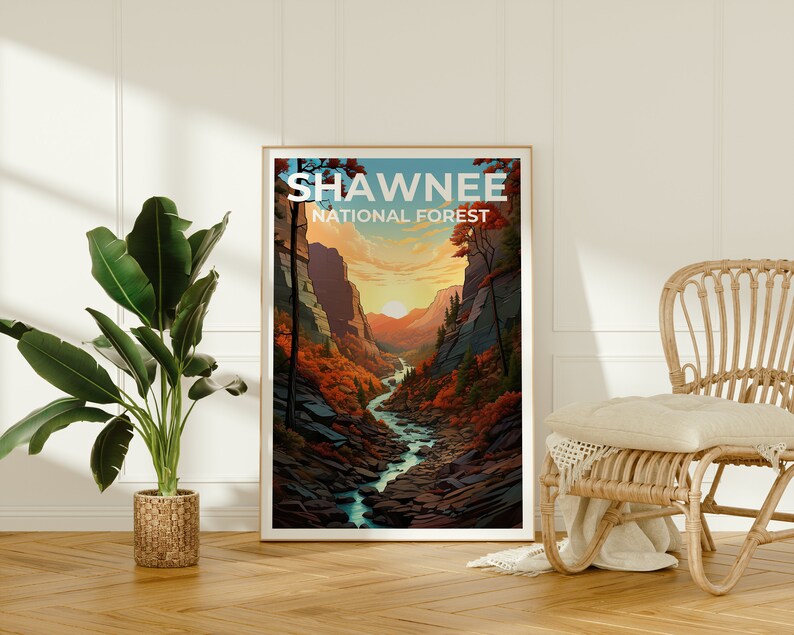 Shawnee Travel Poster, Forest Wall Art, Wilderness Print, Trees Poster, Shawnee Poster, Nature Poster, Shawnee Art