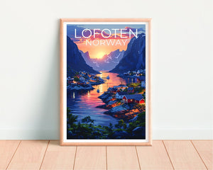Lofoten Travel Poster, Norway Wall Art, Norway Print, Lofoten Poster, Norway Poster, Europe Poster, Lofoten Print