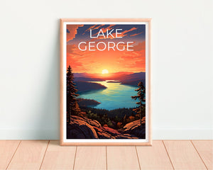 Affiche de voyage sur le lac George, art mural de New York, impression de New York, affiche sur le lac George, affiche de New York, affiche sur le lac, impression sur le lac George